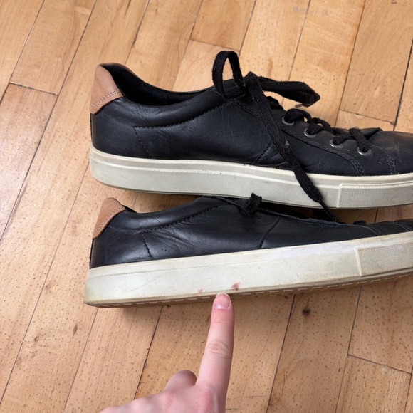 Ecco Sneakers Soft Black Leather Mens Size 44 (US size 10-10.5 ) Low Top Black - Picture 11 of 12